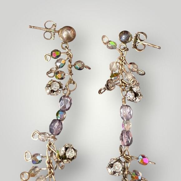 Sterling Silver Necklace & Earrings Set  Quartz Crystal Beads Vintage Handmade - Picture 4 of 11